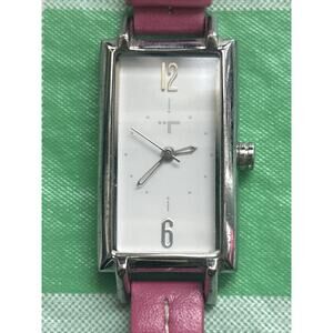 TokyoBay Silver Tone Pink Band Women’s Tank Quartz Watch